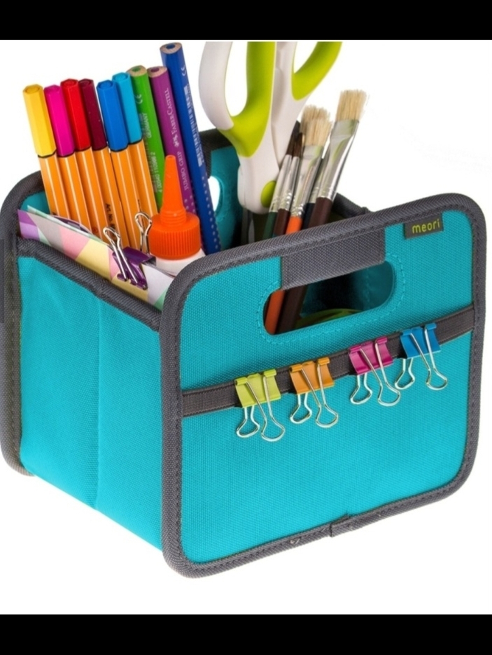 Meori Turquoise Desk Organizer Caddy - Compact Home Office Storage